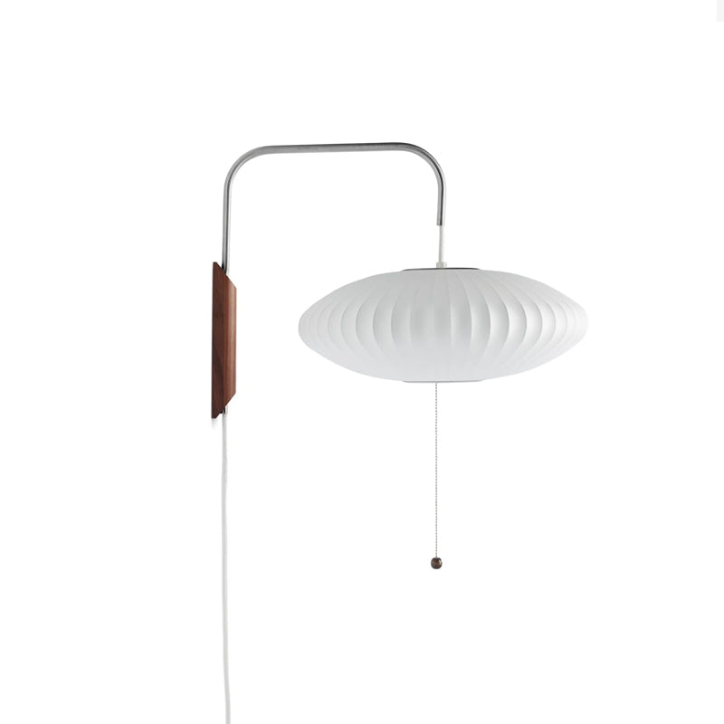 Applique Nelson Bubble Polymère Fil d’Acier Noyer Blanc Mid-Century E27 4 Formes Chambre | Restfield