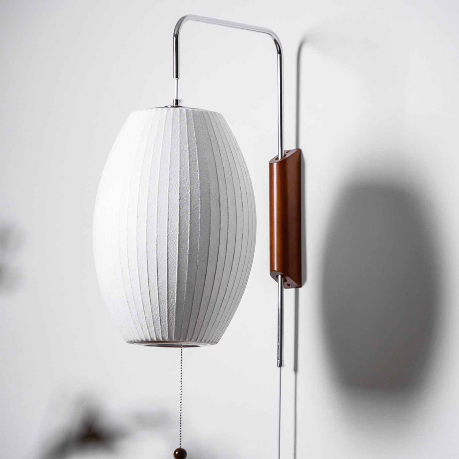 Wandlamp Zijden Kap Walnoot Metaal Wit Woonkamer Slaapkamer | Sansoti