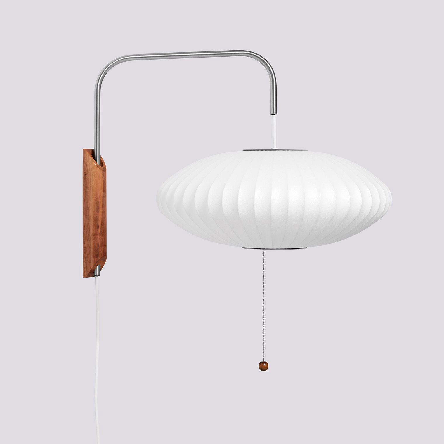Applique Nelson Bubble Polymère Fil d’Acier Noyer Blanc Mid-Century E27 4 Formes Chambre | Restfield