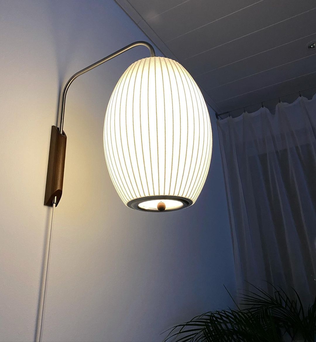 Wandlamp Zijden Kap Walnoot Metaal Wit Woonkamer Slaapkamer | Sansoti