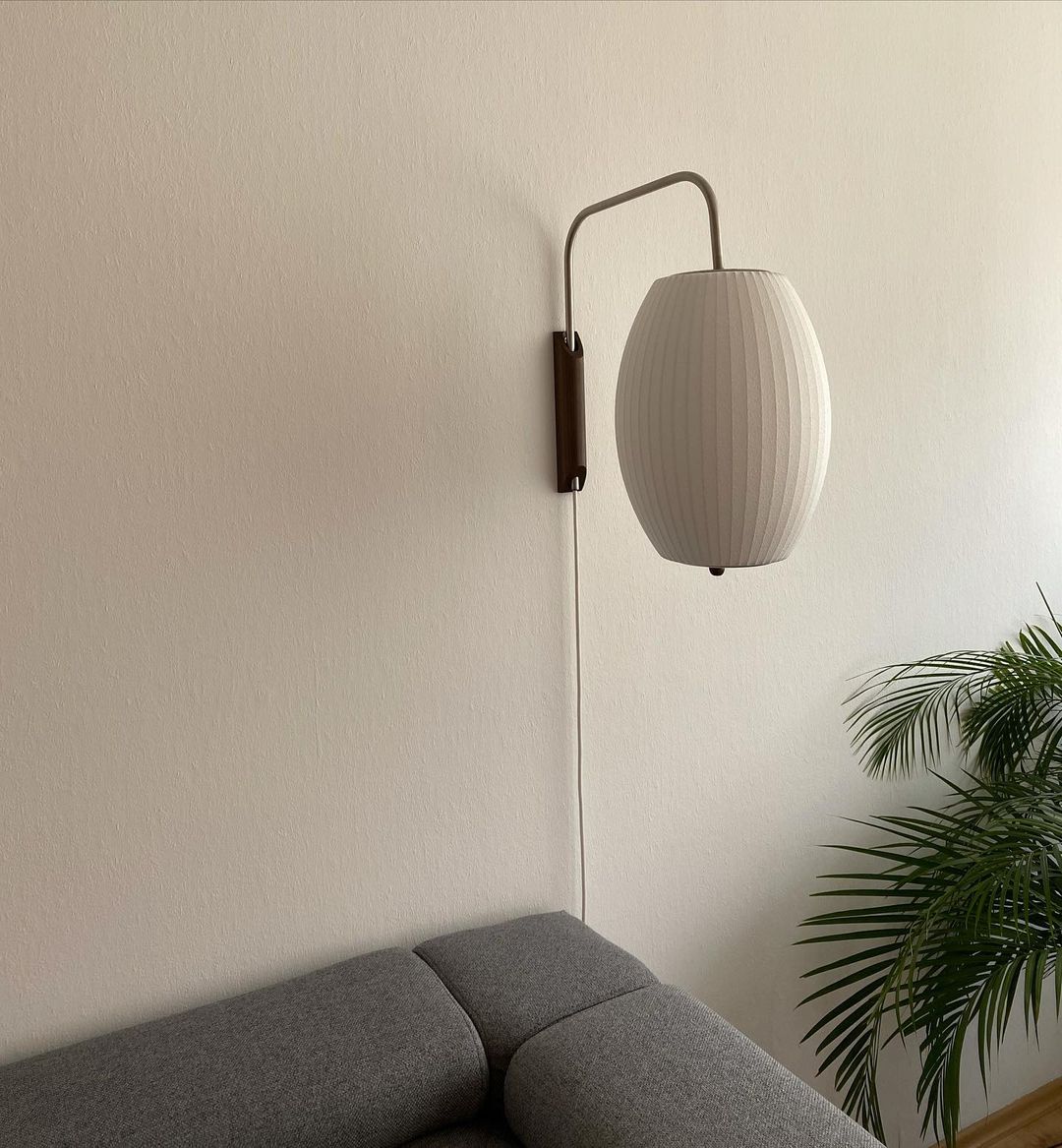 Wandlamp Zijden Kap Walnoot Metaal Wit Woonkamer Slaapkamer | Sansoti
