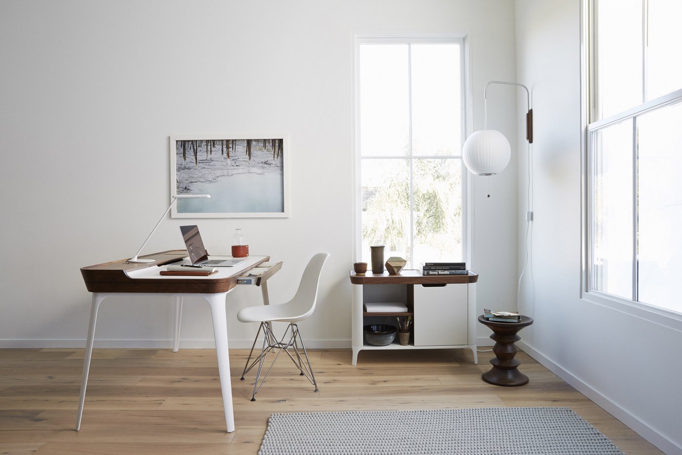 Wandlamp Zijden Kap Walnoot Metaal Wit Woonkamer Slaapkamer | Sansoti