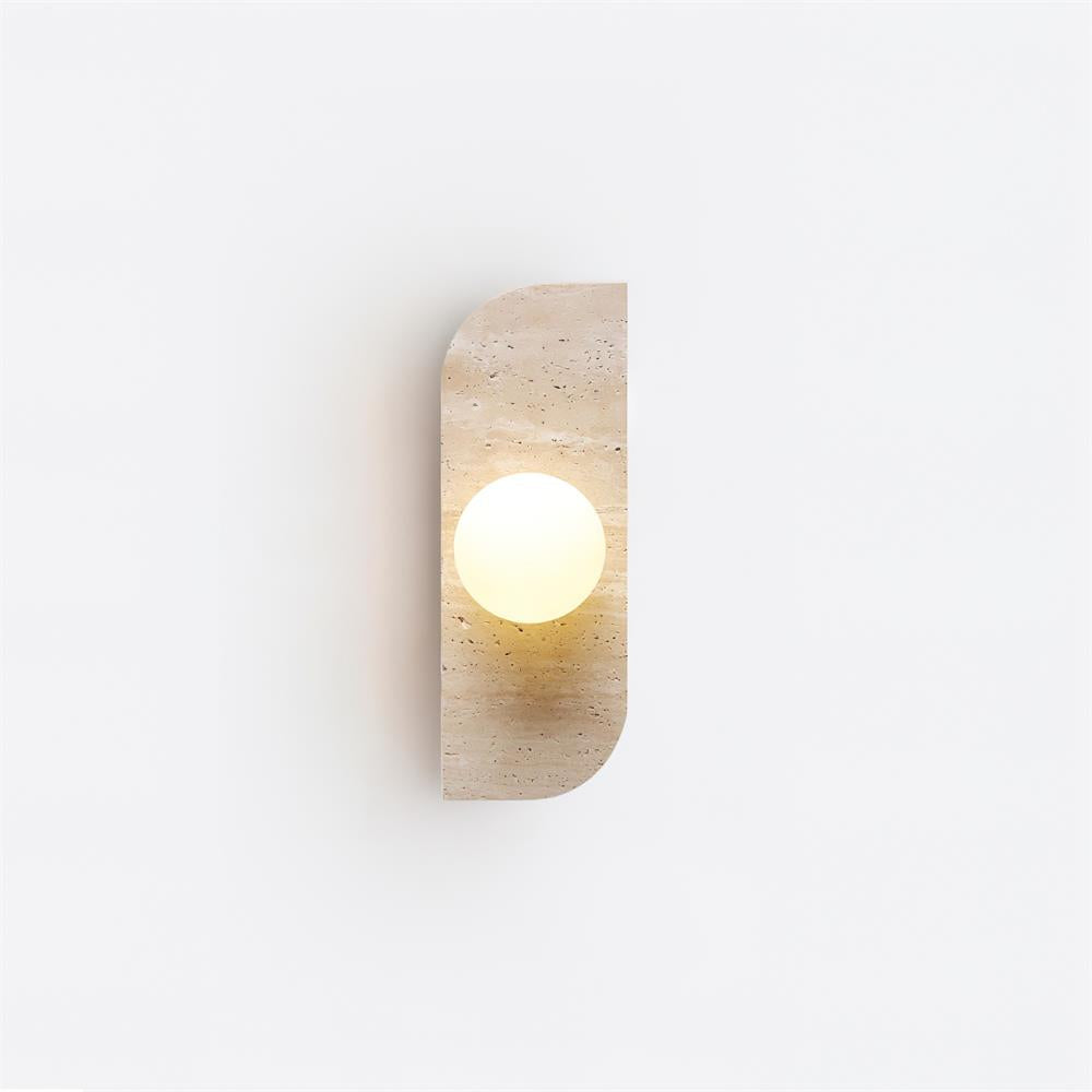 Wandleuchte Travertin G9 Glas Holz Beige Wohnzimmer Flur Badezimmer Minimalistische Wandleuchte Stimmungslicht Natürliches Design | Restfield