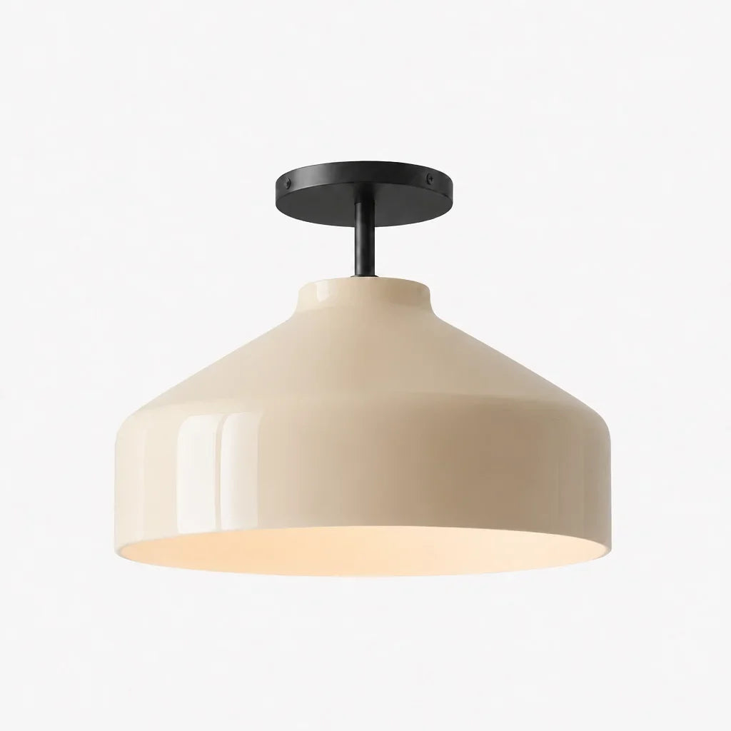 Minimalistisch Plafondlamp Mat Metaal Scandinavisch Design Beige Smokey Grijs | Sansoti