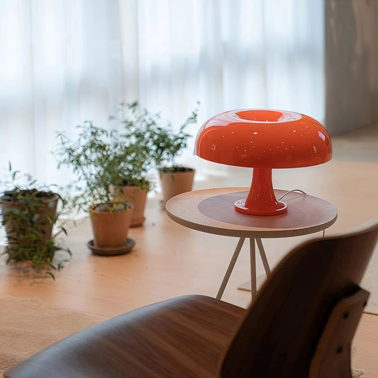 Paddenstoelvormige Tafellamp met 4 Lichtbronnen en Gedimde Retro Sfeer | Sansoti