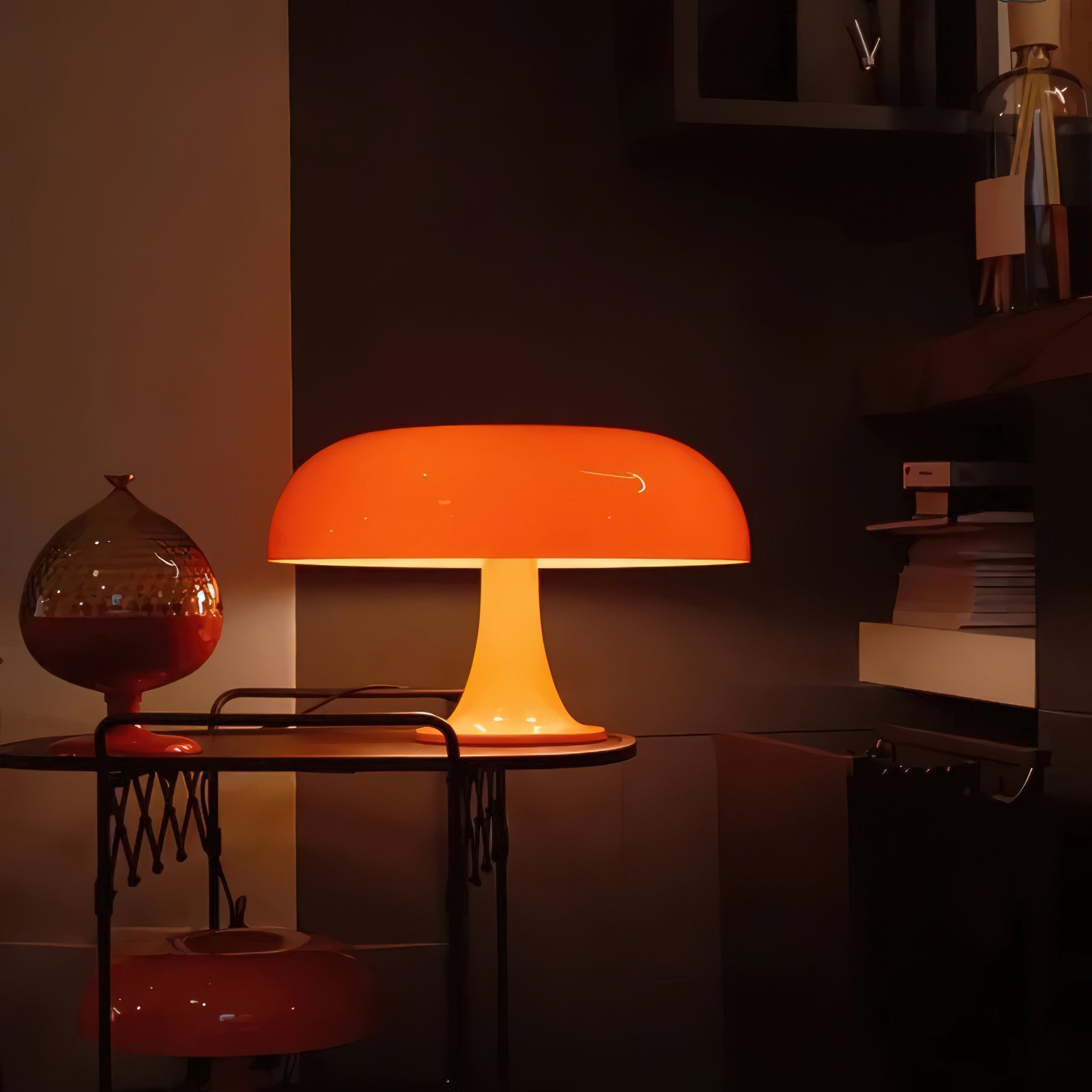 Paddenstoelvormige Tafellamp met 4 Lichtbronnen en Gedimde Retro Sfeer | Sansoti