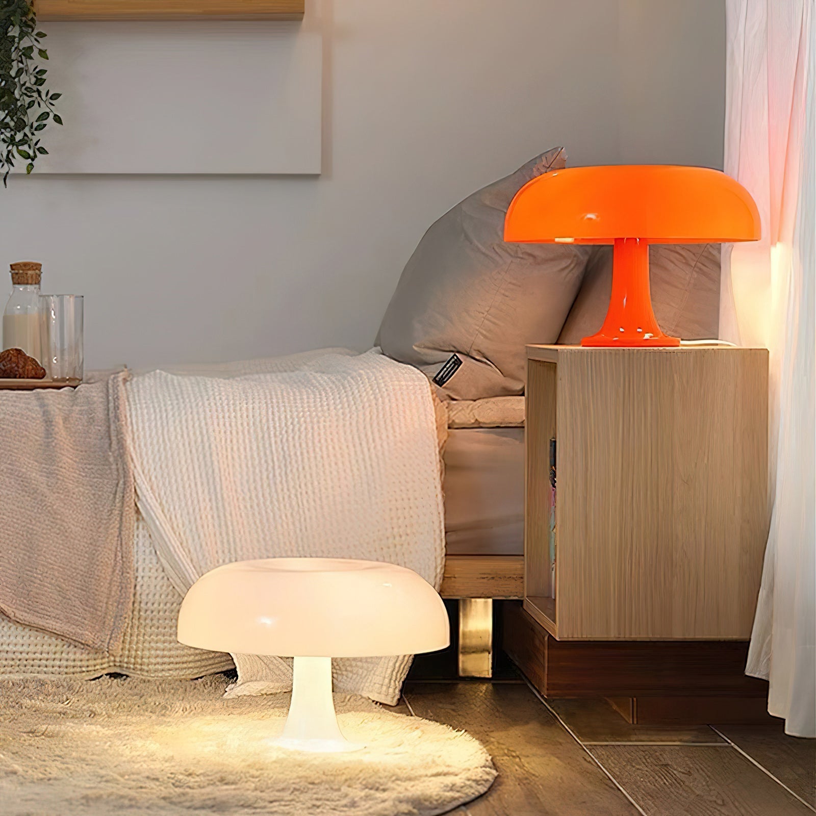 Paddenstoelvormige Tafellamp met 4 Lichtbronnen en Gedimde Retro Sfeer | Sansoti