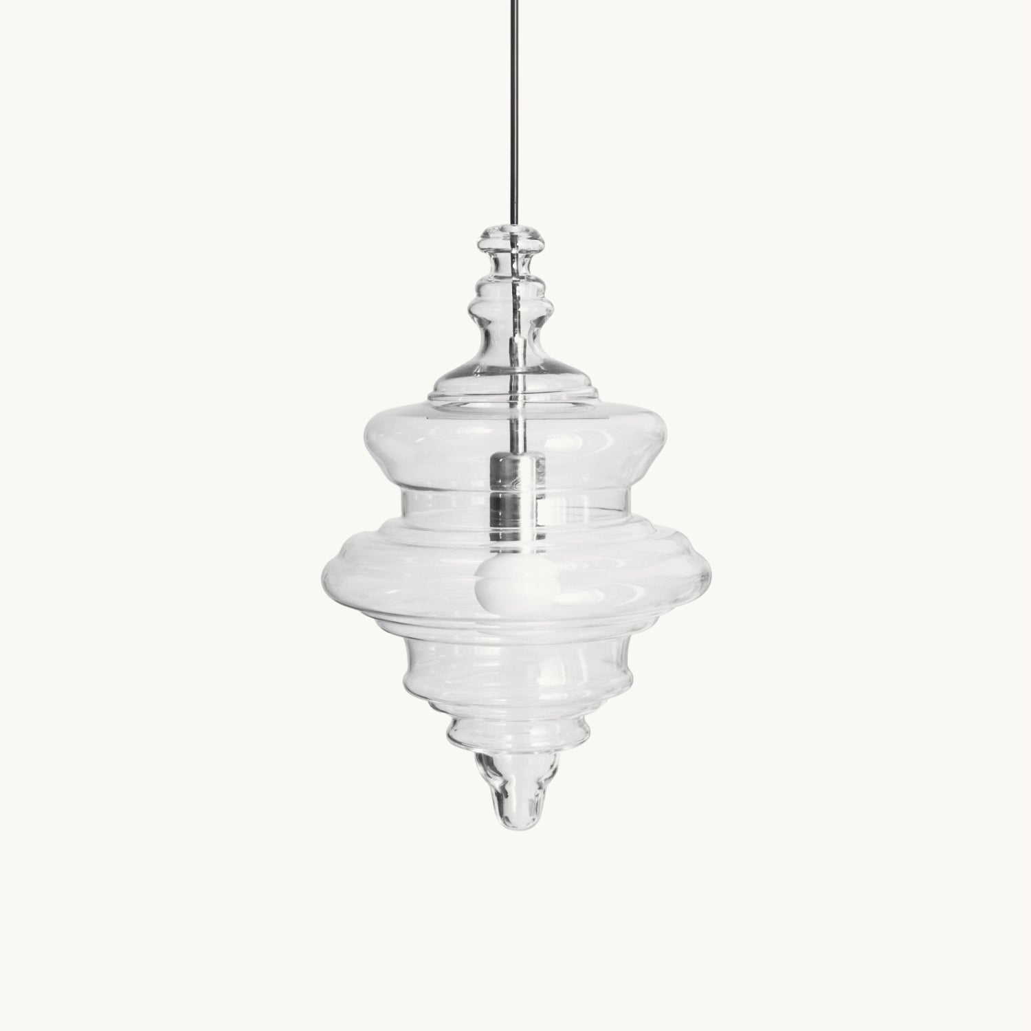 Hanglamp Geïnspireerd op Metropolitan Opera met Vloeiende Silhouet – Handgemaakt Glas in Transparant, Opaal of Amber – Verstelbare Draad 150 cm | Sansoti
