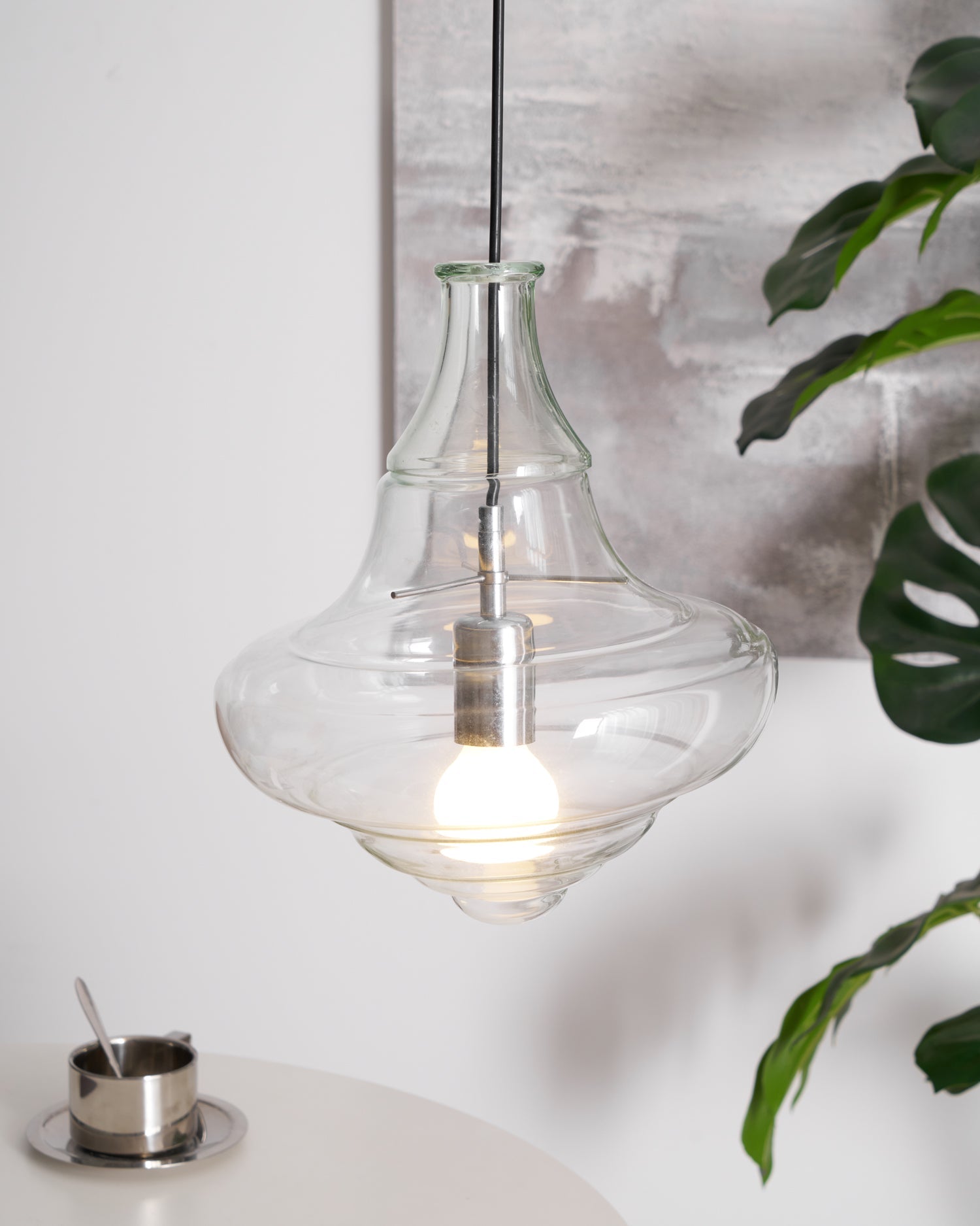 Hanglamp Geïnspireerd op Metropolitan Opera met Vloeiende Silhouet – Handgemaakt Glas in Transparant, Opaal of Amber – Verstelbare Draad 150 cm | Sansoti