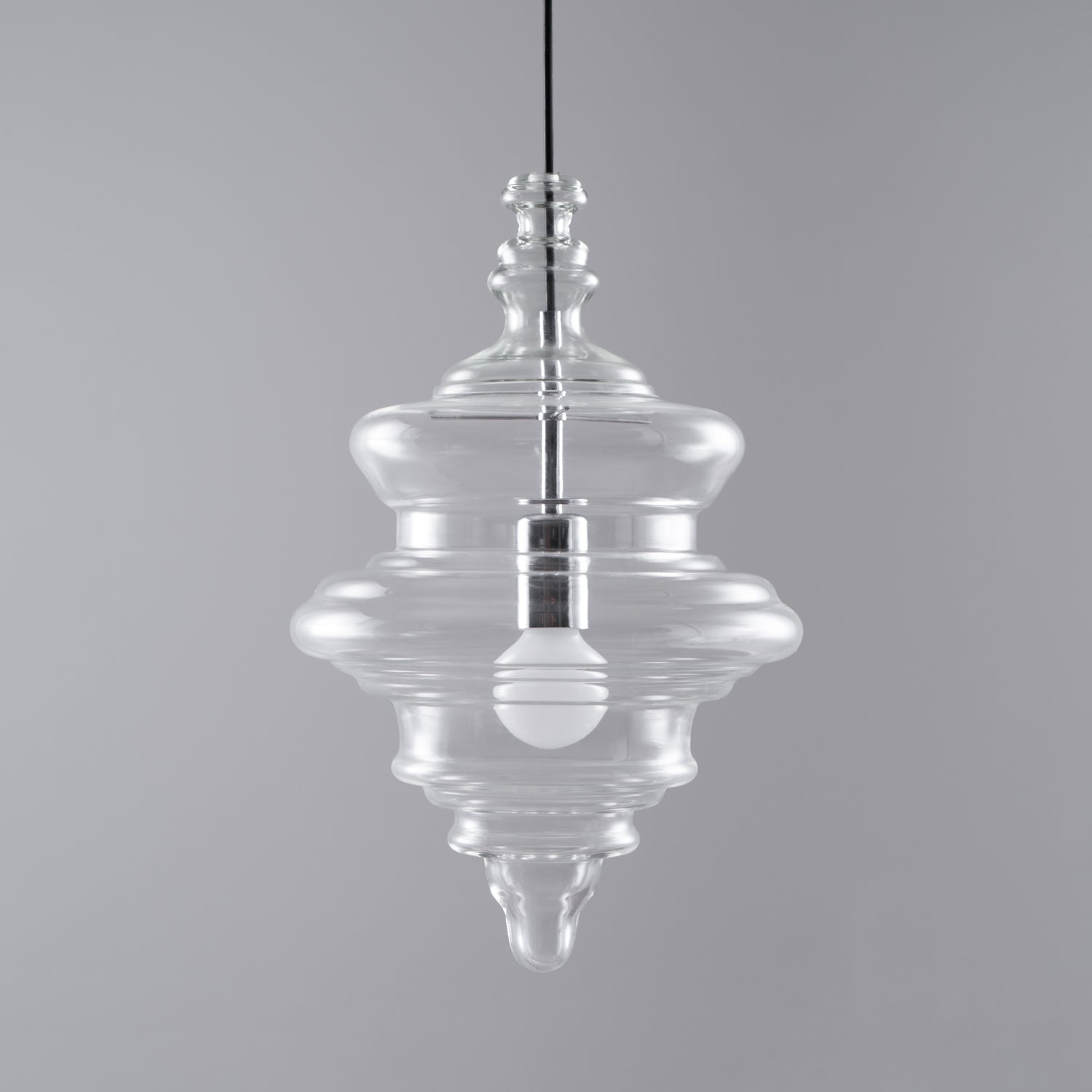 Hanglamp Geïnspireerd op Metropolitan Opera met Vloeiende Silhouet – Handgemaakt Glas in Transparant, Opaal of Amber – Verstelbare Draad 150 cm | Sansoti