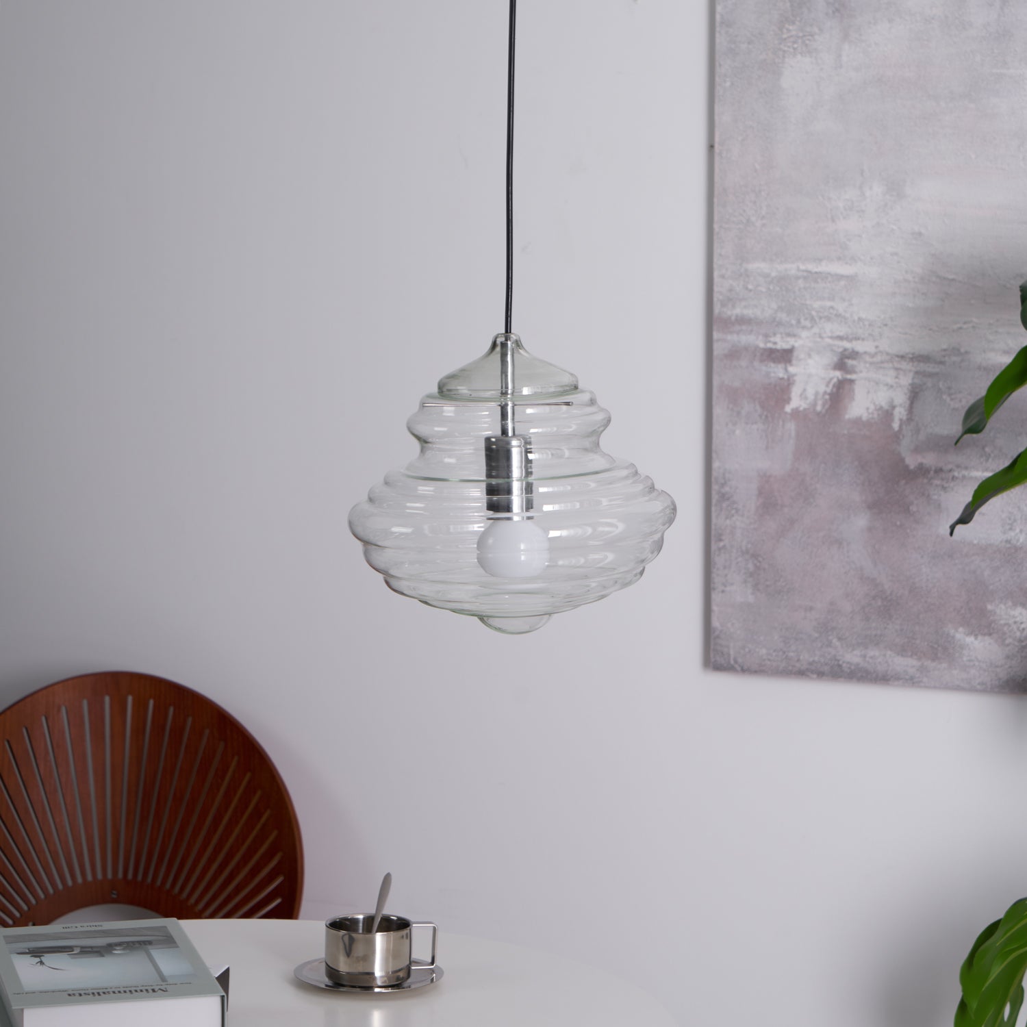 Hanglamp Geïnspireerd op Metropolitan Opera met Vloeiende Silhouet – Handgemaakt Glas in Transparant, Opaal of Amber – Verstelbare Draad 150 cm | Sansoti