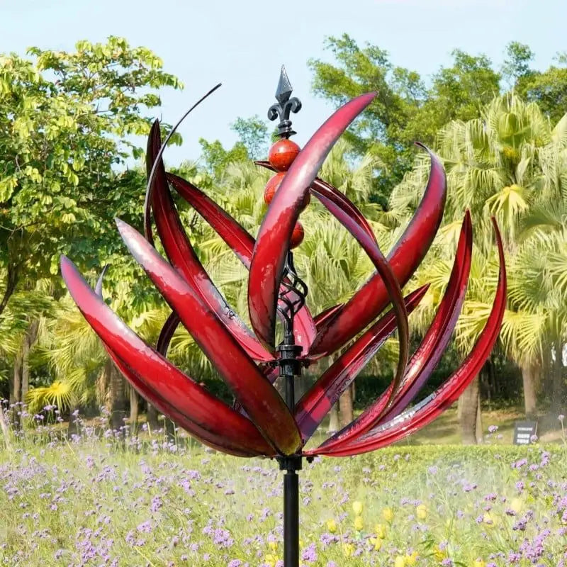 Tuindecoratie Windmolen Rood en Blauw | Rustgevend Tuinornament voor in de Tuin | Bewegende Windgong voor Buiten | Sansoti