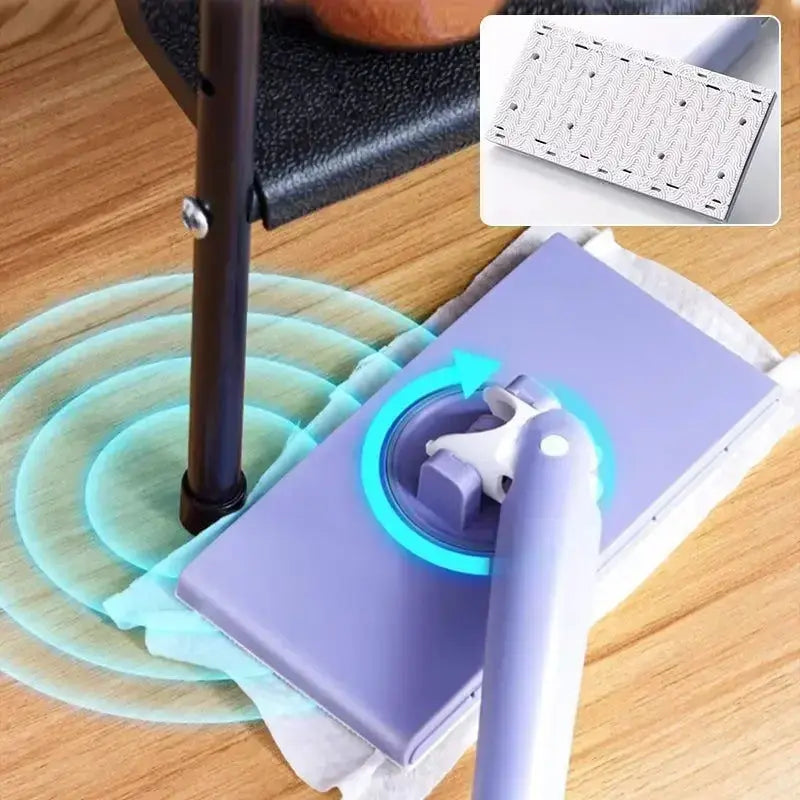 Zwabber 360° Draaibaar Drukknop Tuch Wisselen Zonder Aanraken 71cm PP Edelstaal Keuken Badkamer Tegels Laminaat Parket Compact Mini Dweil Vloerwisser | Sansoti