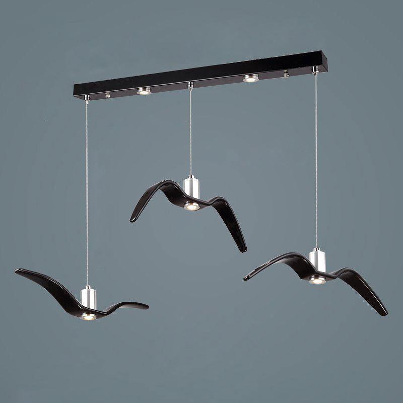 Suspension LED Design Oiseau Résine Aluminium Blanc Noir 3000K 4000K 6000K Salon Suspension Minimaliste Organique Plafonnier | Restfield