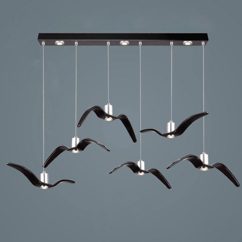Suspension LED Design Oiseau Résine Aluminium Blanc Noir 3000K 4000K 6000K Salon Suspension Minimaliste Organique Plafonnier | Restfield