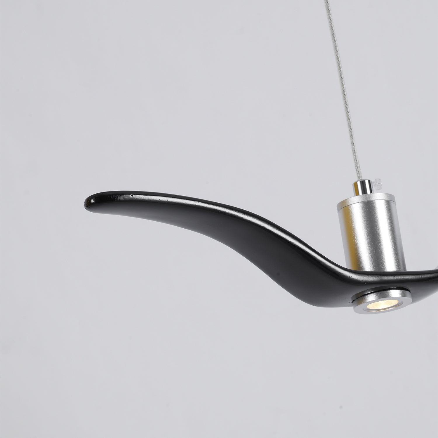Suspension LED Design Oiseau Résine Aluminium Blanc Noir 3000K 4000K 6000K Salon Suspension Minimaliste Organique Plafonnier | Restfield