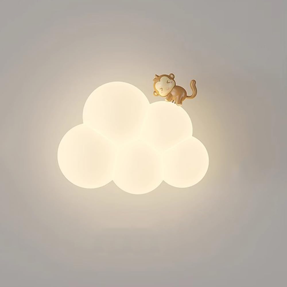 Wolkvormige LED-wandlamp voor kinderkamer | Zacht nachtlampje met dierenmotieven warmwit licht decoratief | Sansoti