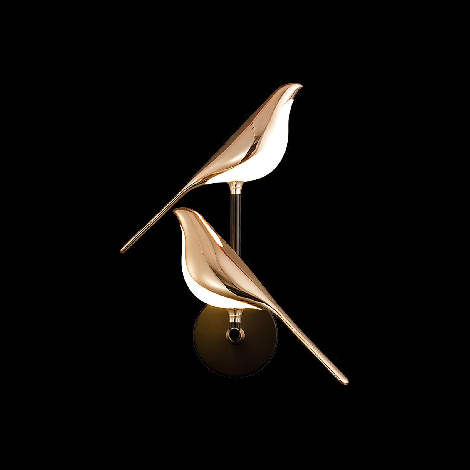 Wandlamp met Vogelmotief en Verstelbare Lamparmen – Zwart & Roségoud Design 1 of 2 Lichtpunten Magnetische Vogel Moderne Decoratieve Verlichting | Sansoti