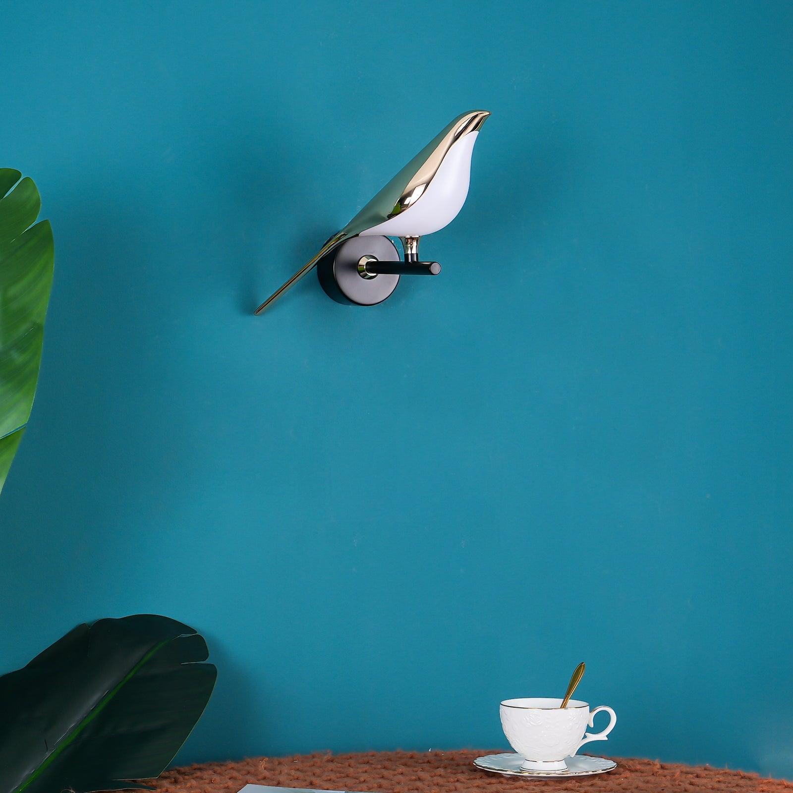 Wandlamp met Vogelmotief en Verstelbare Lamparmen – Zwart & Roségoud Design 1 of 2 Lichtpunten Magnetische Vogel Moderne Decoratieve Verlichting | Sansoti