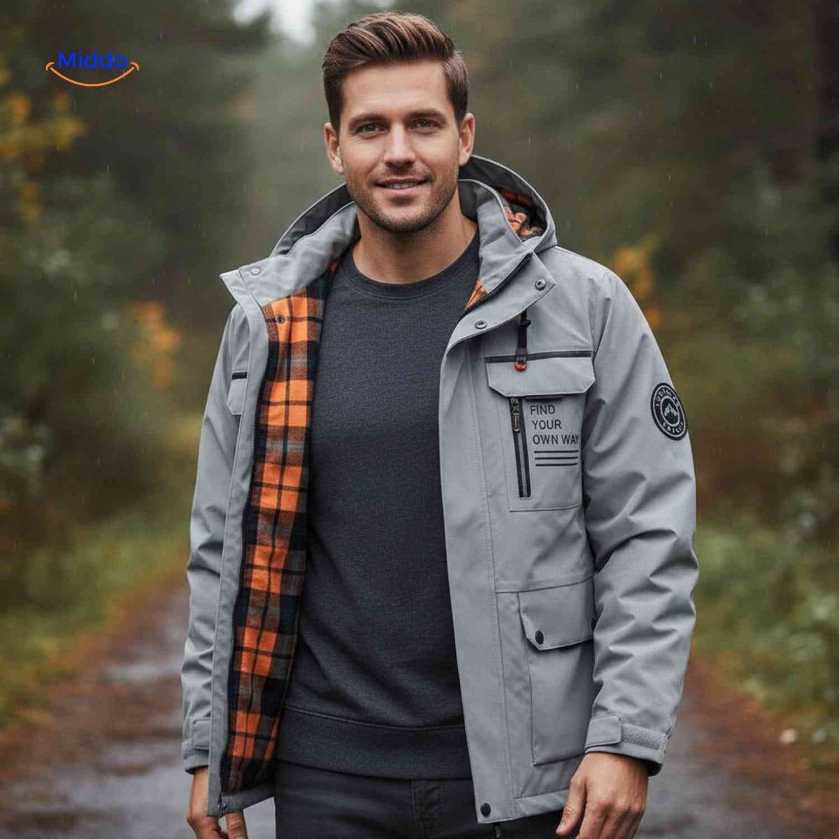 Waterdichte Heren Parka met Capuchon Ademend Windbestendig Lente Herfst Regular Fit Casual Outdoorjas | Sansoti