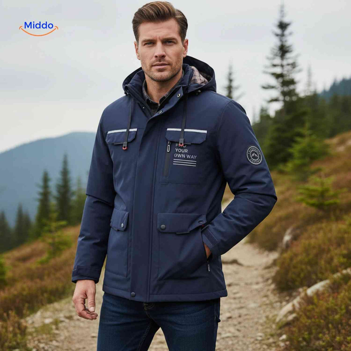 Waterdichte Heren Parka met Capuchon Ademend Windbestendig Lente Herfst Regular Fit Casual Outdoorjas | Sansoti