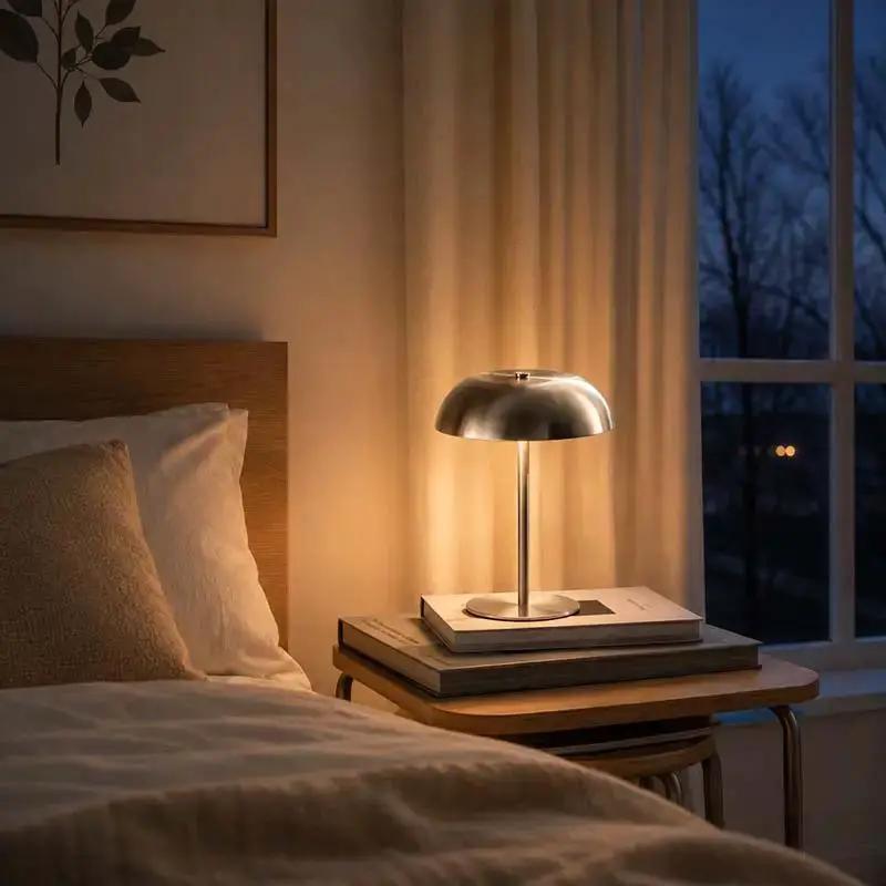 Bezprzewodowa lampa stołowa, ładowana akumulatorowo, z funkcją ściemniania i sterowaniem dotykowym, 3 temperatury barwowe, regulowana lampa nastrojowa do wnętrz | Sansoti