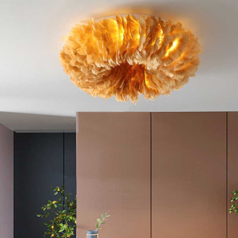 Plafondlamp Veren Zwanenveren Metaal Warm Wit LED Woonkamer Slaapkamer Luxe Sfeerverlichting | Sansoti
