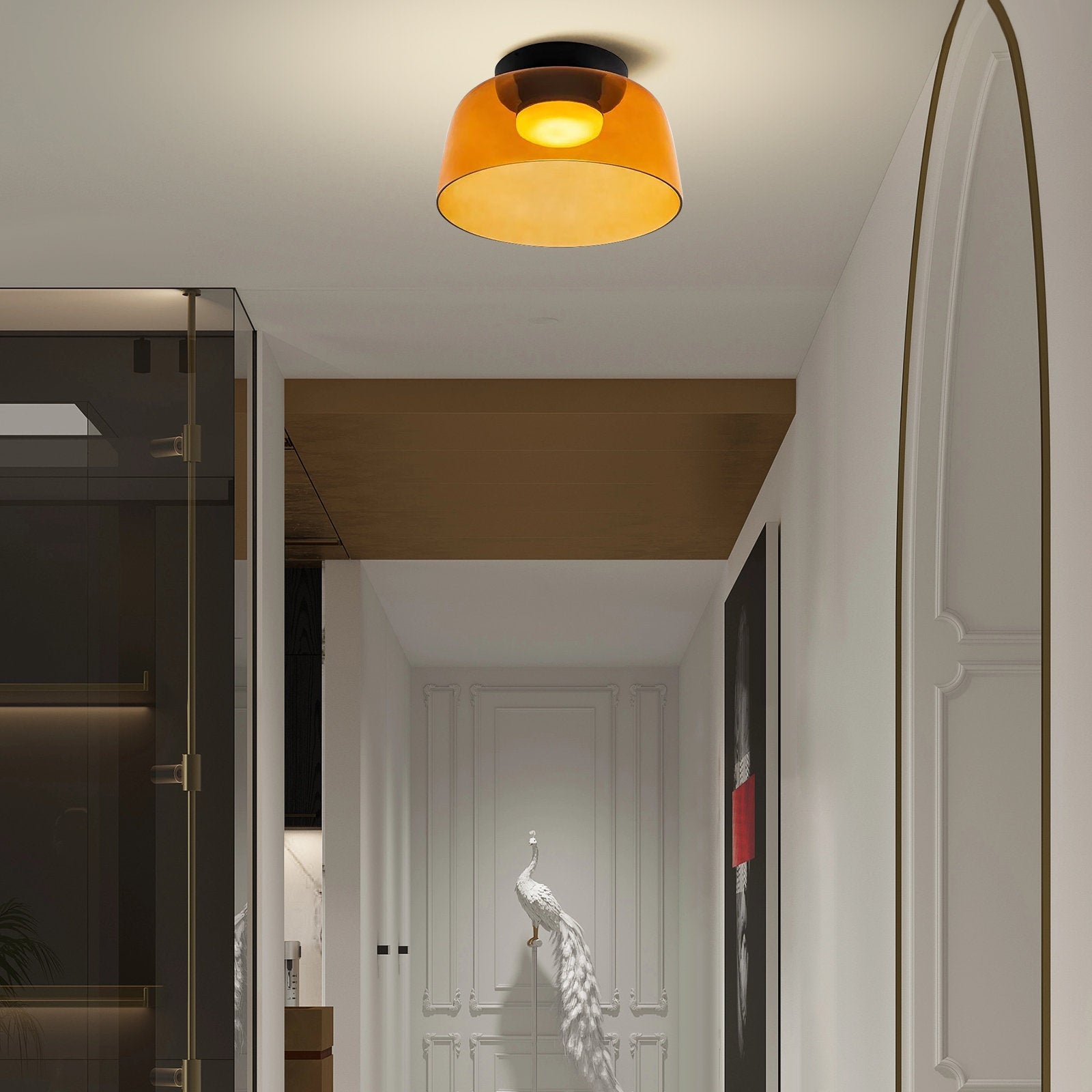 Design Glazen Plafondlamp met Gelaagde Structuur — Elegant Lichtspel voor Eetkamer, Woonkamer en Slaapkamer | Sansoti