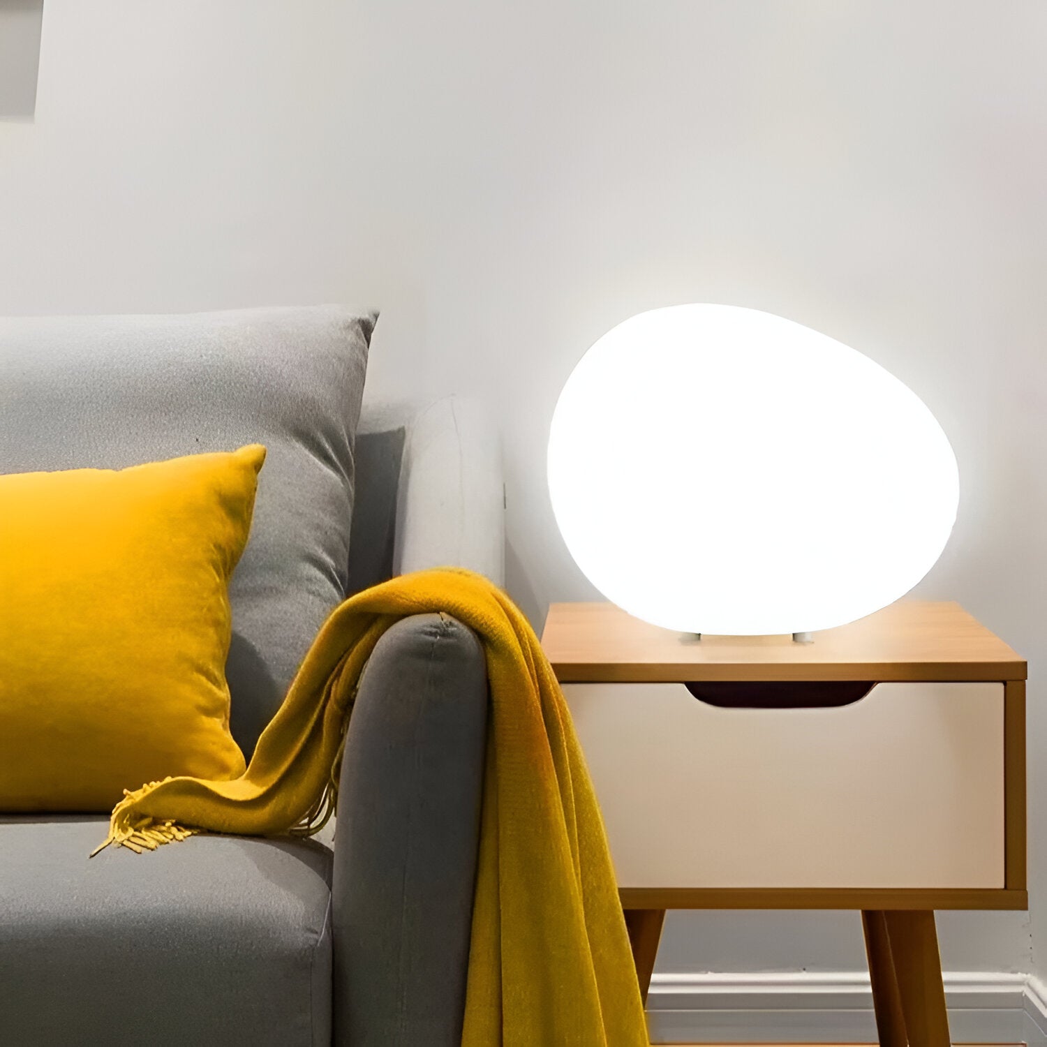 Stein Tischlampe LED 3-Farben PE Stimmungslicht 22cm Wohnzimmer Schlafzimmer Skandinavisch Organisch Nachtlicht Dimmbar | Restfield