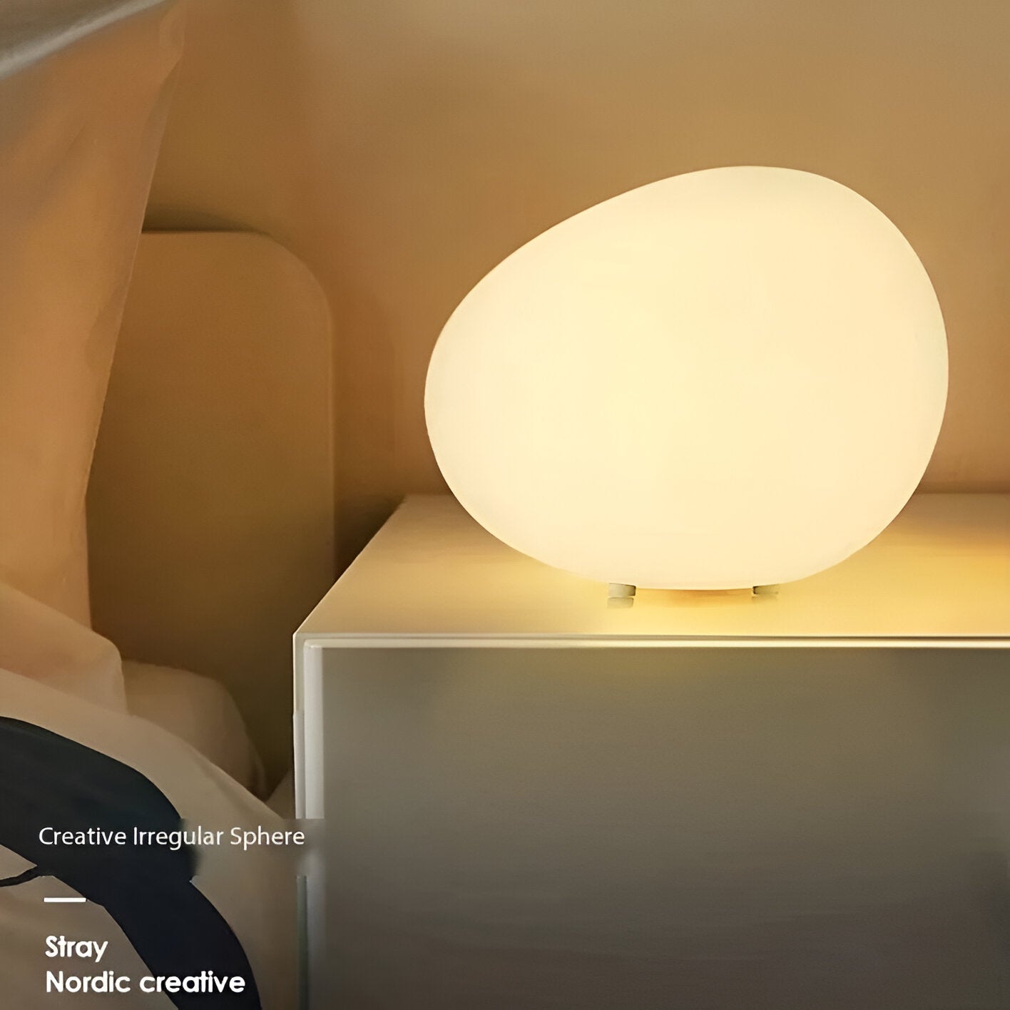 Stein Tischlampe LED 3-Farben PE Stimmungslicht 22cm Wohnzimmer Schlafzimmer Skandinavisch Organisch Nachtlicht Dimmbar | Restfield