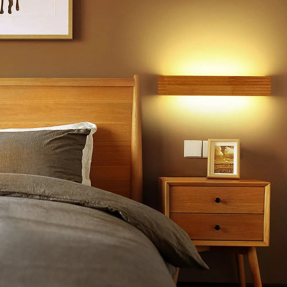 Wandleuchte Holz Acryl Skandinavisch LED E27 Schlafzimmer Leseecke Flur Wohnzimmer Bettlampe Nordic | Restfield