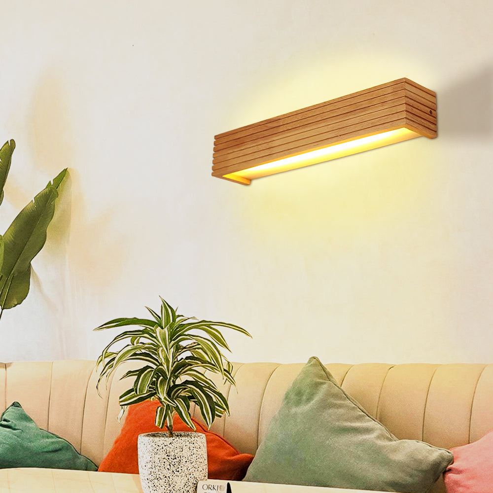 Wandleuchte Holz Acryl Skandinavisch LED E27 Schlafzimmer Leseecke Flur Wohnzimmer Bettlampe Nordic | Restfield