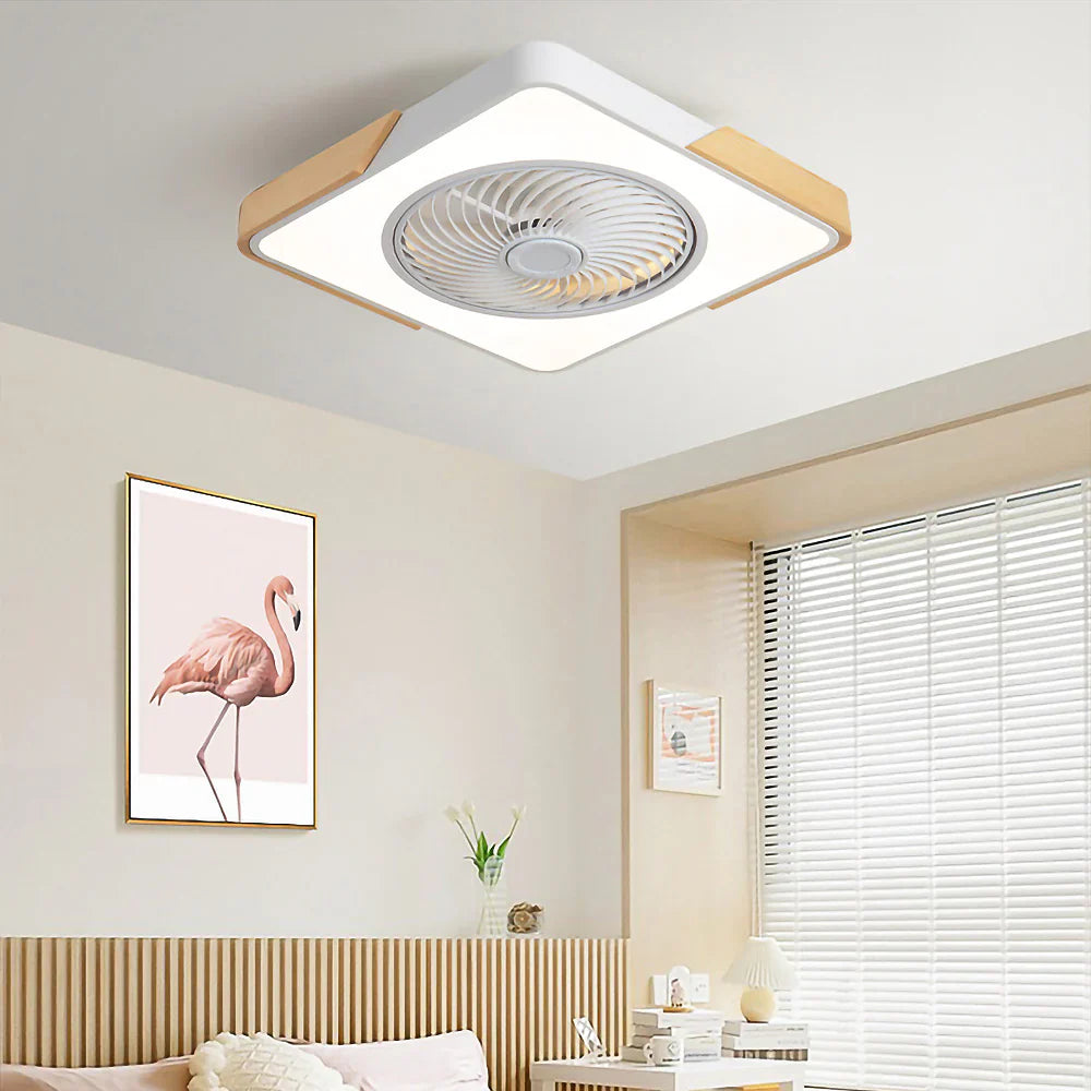 Ventilateur de Plafond Bois LED Dimmable Télécommande 50cm Chambre Salon Salle à Manger | Restfield