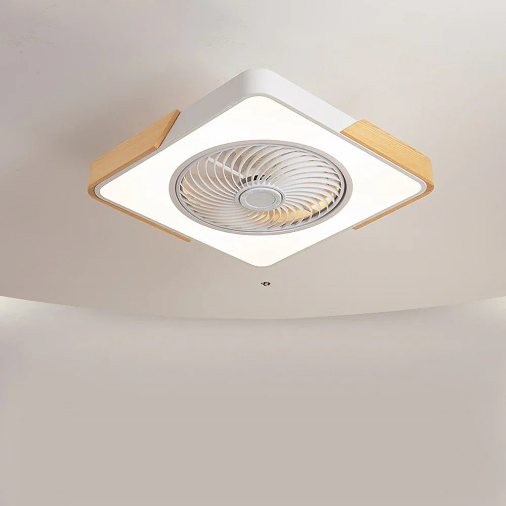 Ventilateur de Plafond Bois LED Dimmable Télécommande 50cm Chambre Salon Salle à Manger | Restfield