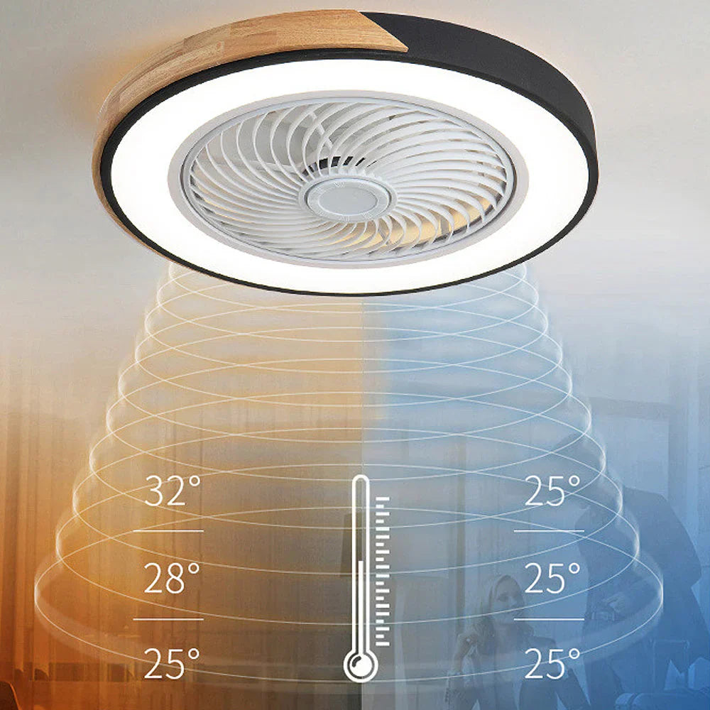 Ventilateur de Plafond Bois LED Dimmable Télécommande 50cm Chambre Salon Salle à Manger | Restfield
