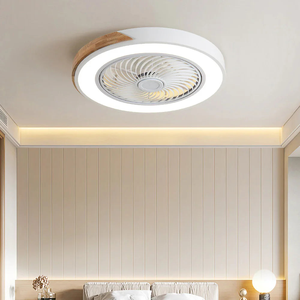 Ventilateur de Plafond Bois LED Dimmable Télécommande 50cm Chambre Salon Salle à Manger | Restfield