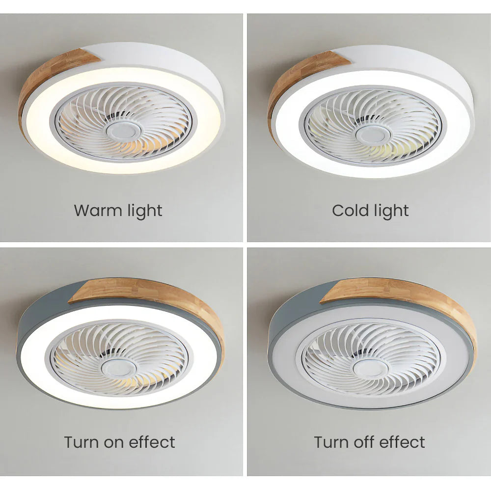 Ventilateur de Plafond Bois LED Dimmable Télécommande 50cm Chambre Salon Salle à Manger | Restfield