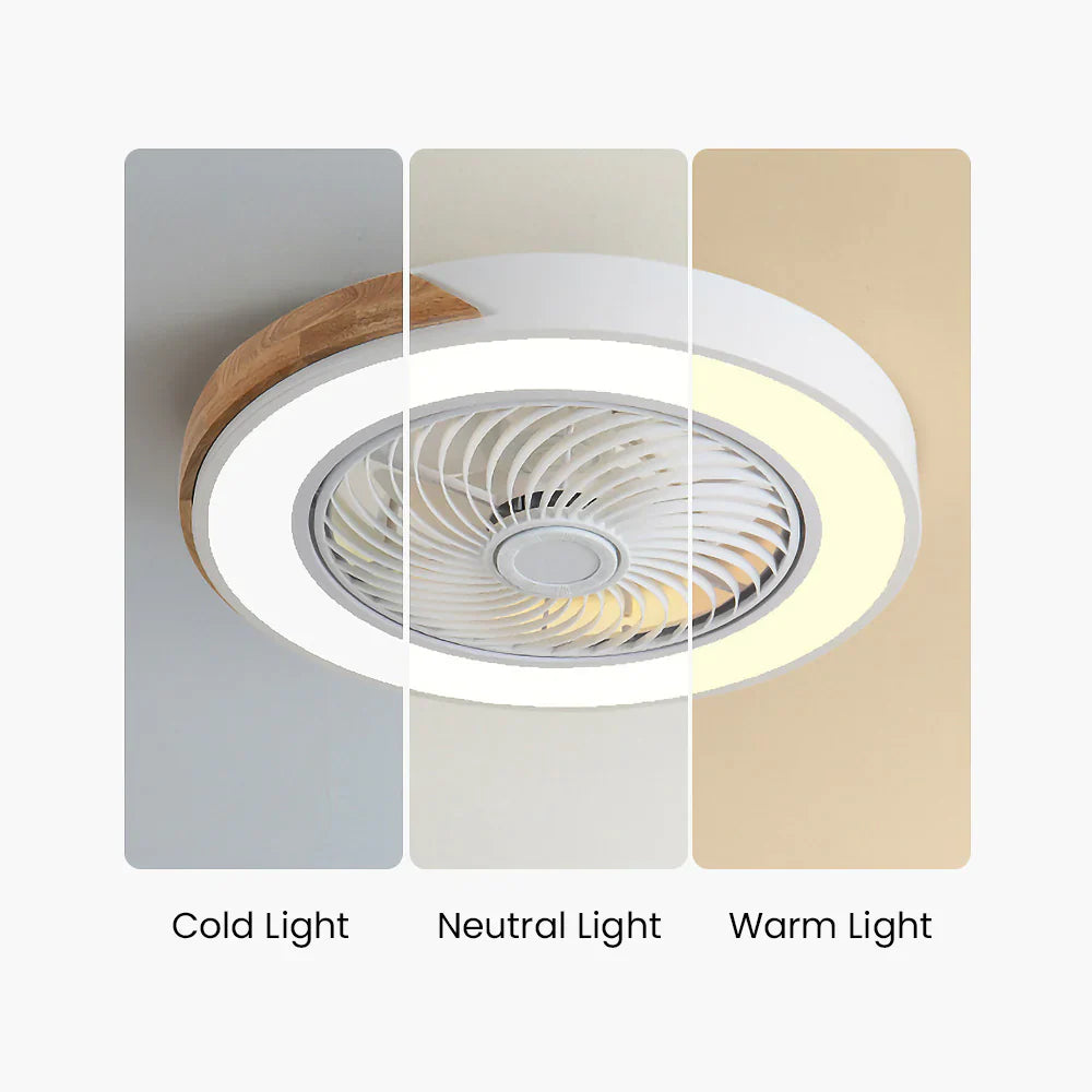 Ventilateur de Plafond Bois LED Dimmable Télécommande 50cm Chambre Salon Salle à Manger | Restfield