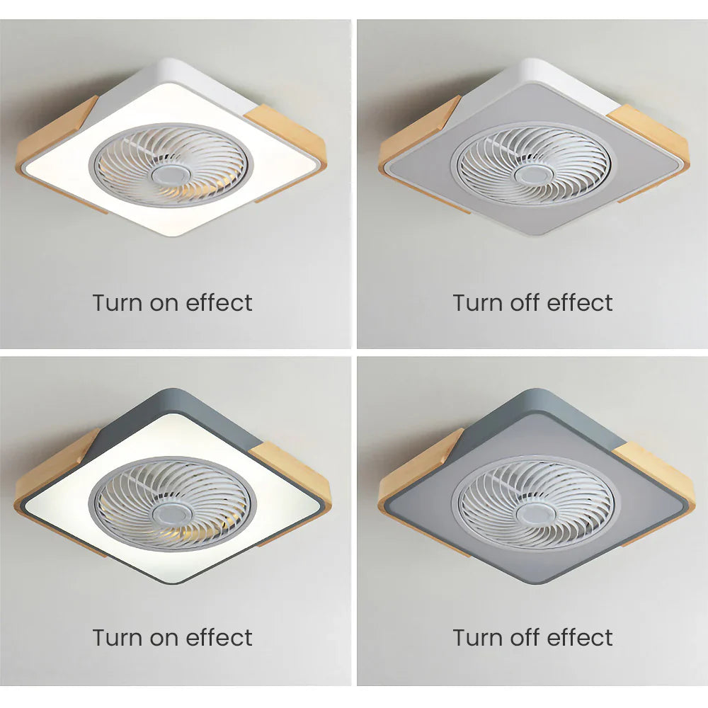 Ventilateur de Plafond Bois LED Dimmable Télécommande 50cm Chambre Salon Salle à Manger | Restfield