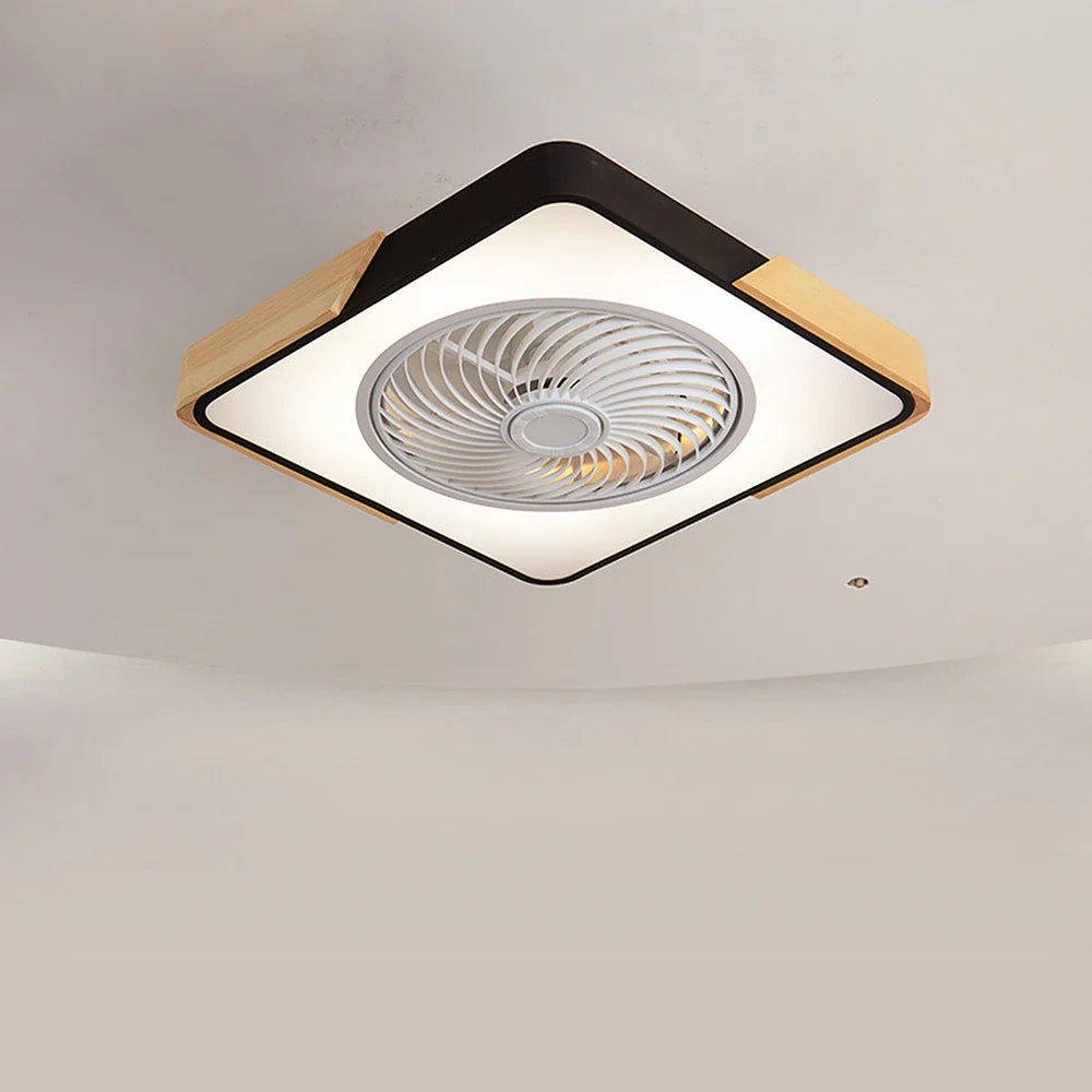Ventilateur de Plafond Bois LED Dimmable Télécommande 50cm Chambre Salon Salle à Manger | Restfield