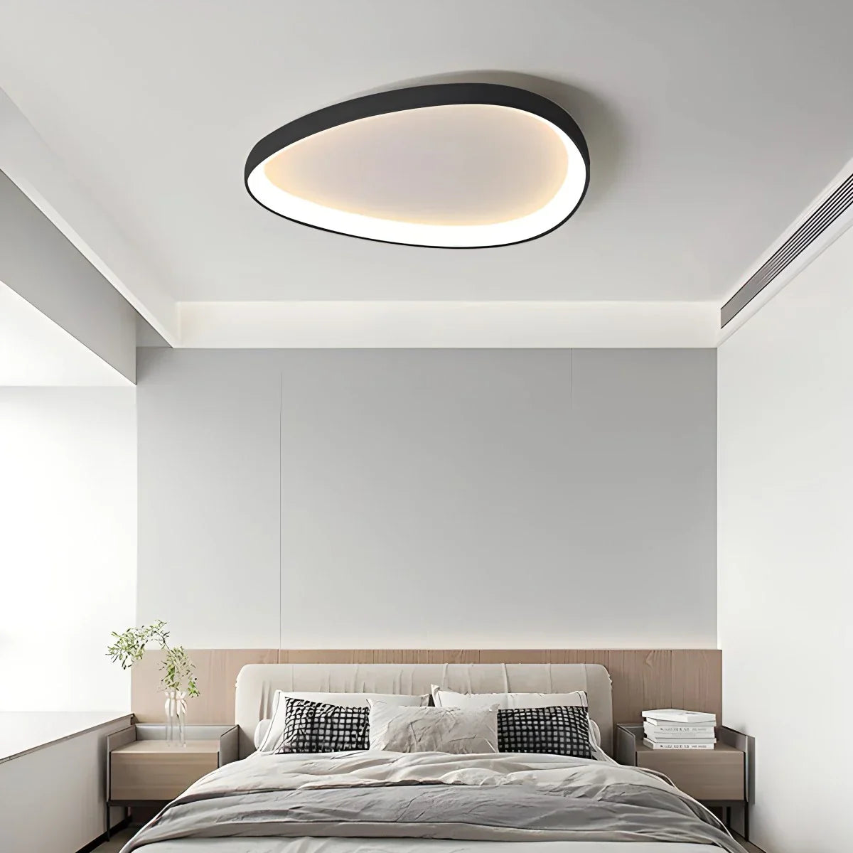 LED Deckenleuchte Oval Dimmbar Metall Schwarz Weiß Schlafzimmer Flur Wohnzimmer Moderne Deckenbeleuchtung Skandinavisches Design Aufbauleuchte | Restfield