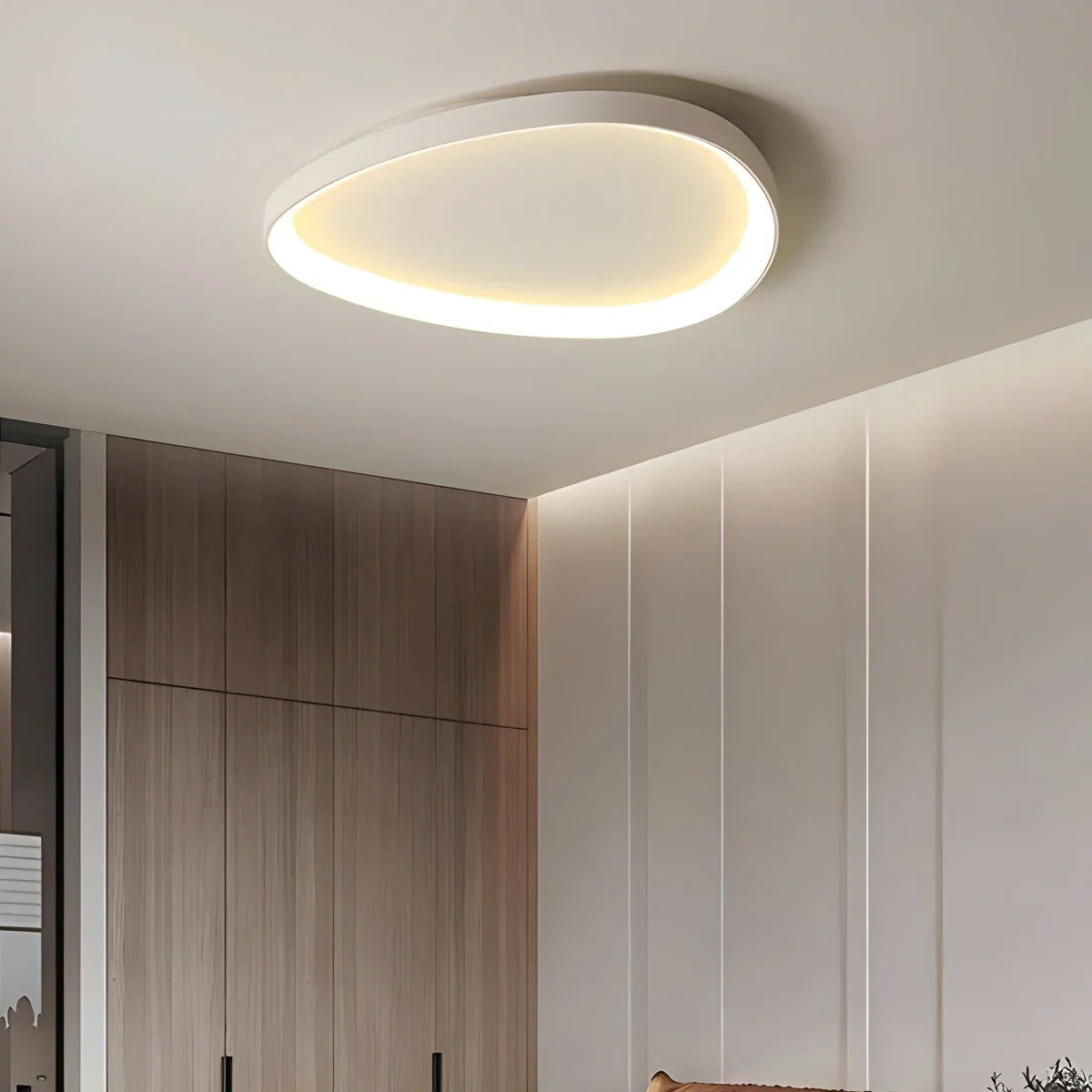 LED Deckenleuchte Oval Dimmbar Metall Schwarz Weiß Schlafzimmer Flur Wohnzimmer Moderne Deckenbeleuchtung Skandinavisches Design Aufbauleuchte | Restfield