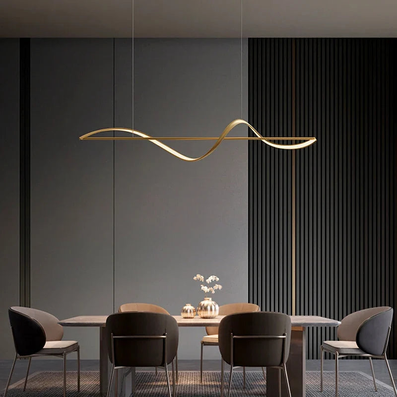 Spiralny żyrandol LED z aluminium 120 cm, ściemnialny, ciepła biel, zimna biel, nowoczesny design, lampa wisząca | Sansoti