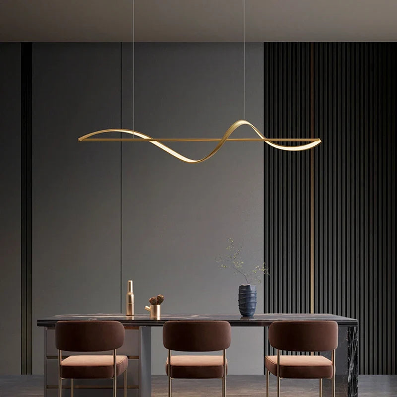 Spiralny żyrandol LED z aluminium 120 cm, ściemnialny, ciepła biel, zimna biel, nowoczesny design, lampa wisząca | Sansoti