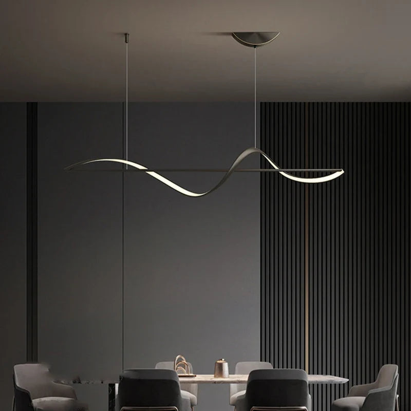 Spiralny żyrandol LED z aluminium 120 cm, ściemnialny, ciepła biel, zimna biel, nowoczesny design, lampa wisząca | Sansoti