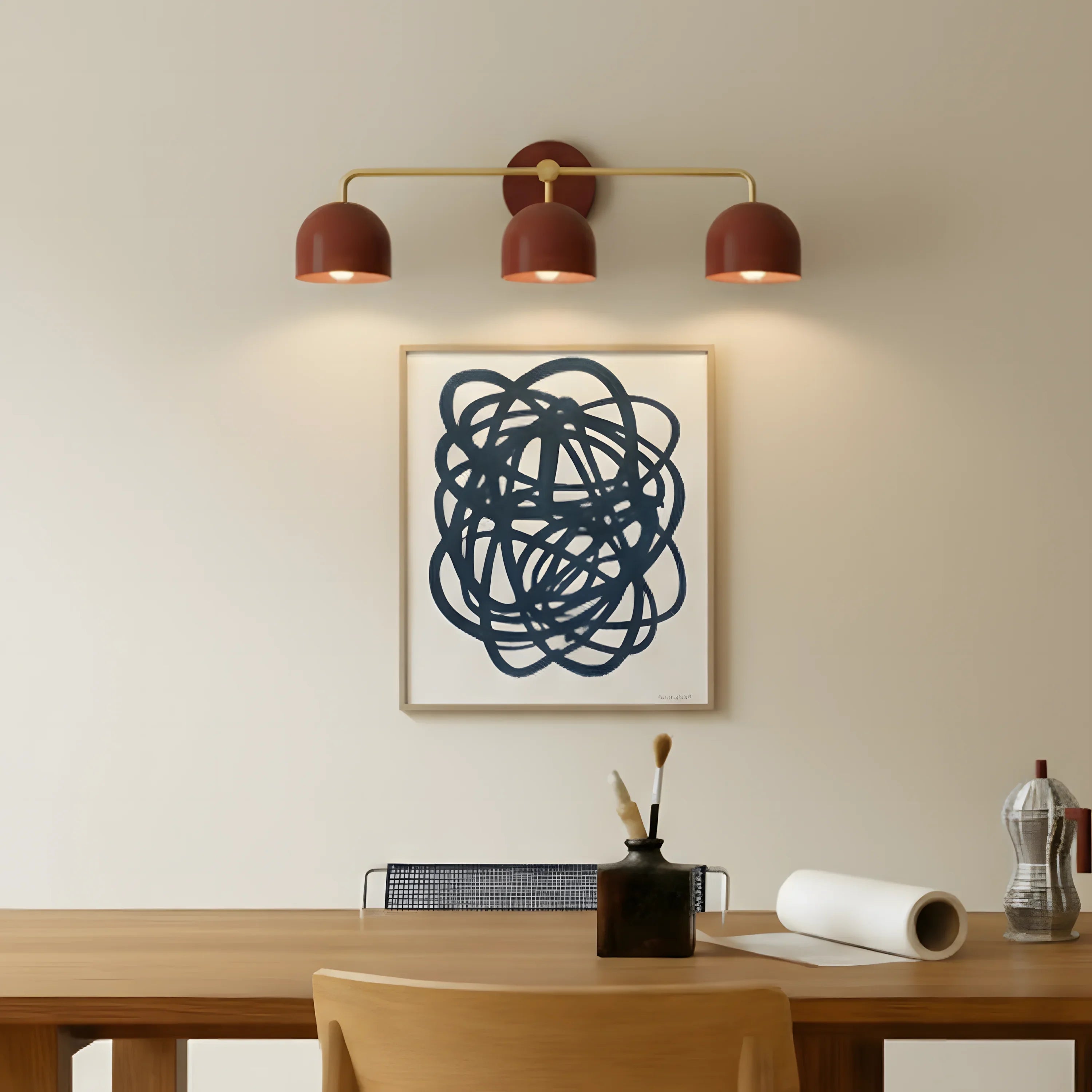 Koepelkapjes Wandlamp Modern Scandinavisch Metaal Zwart Messing 2-3 Lichtpunten Badkamer Hal Slaapkamer Sfeerverlichting | Sansoti