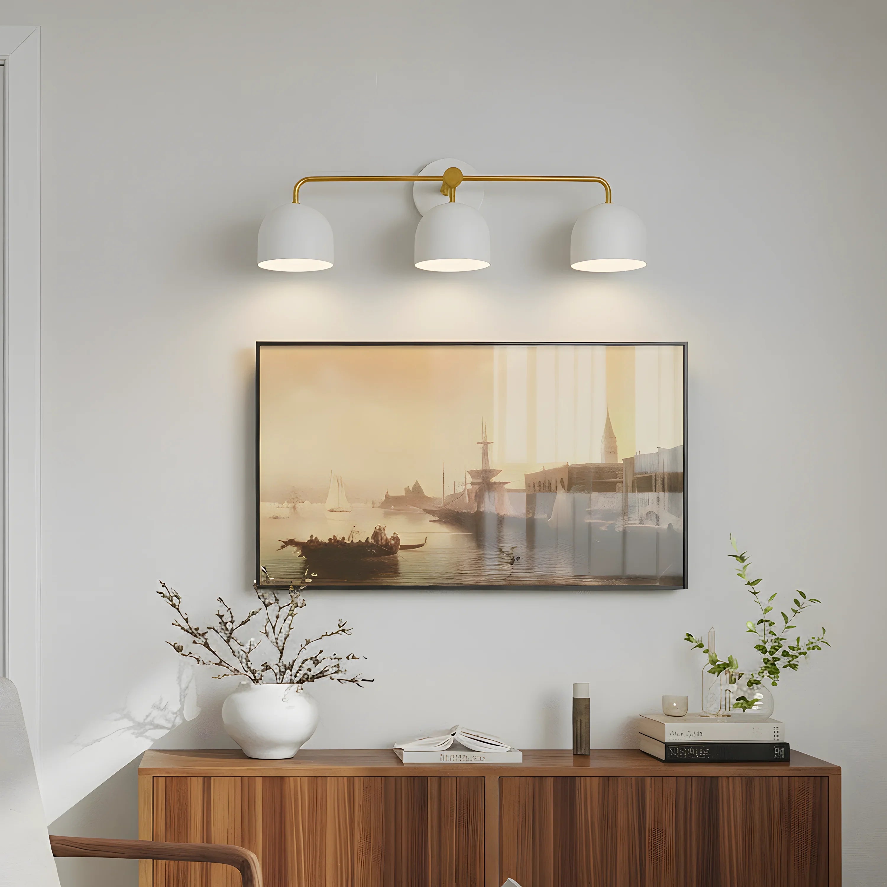 Koepelkapjes Wandlamp Modern Scandinavisch Metaal Zwart Messing 2-3 Lichtpunten Badkamer Hal Slaapkamer Sfeerverlichting | Sansoti