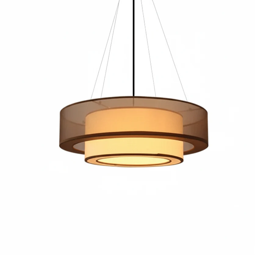 Gelaagde Hanglamp met Dubbele Stoffen Kap Ø50-80cm Inclusief LED Verlichting voor Eetkamer Slaapkamer | Sansoti