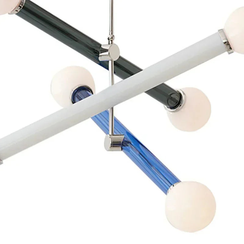 Wieloramienny szklany żyrandol w wielu kolorach, nowoczesny design, jadalnia, salon, sypialnia, lampa sufitowa, oświetlenie | Sansoti