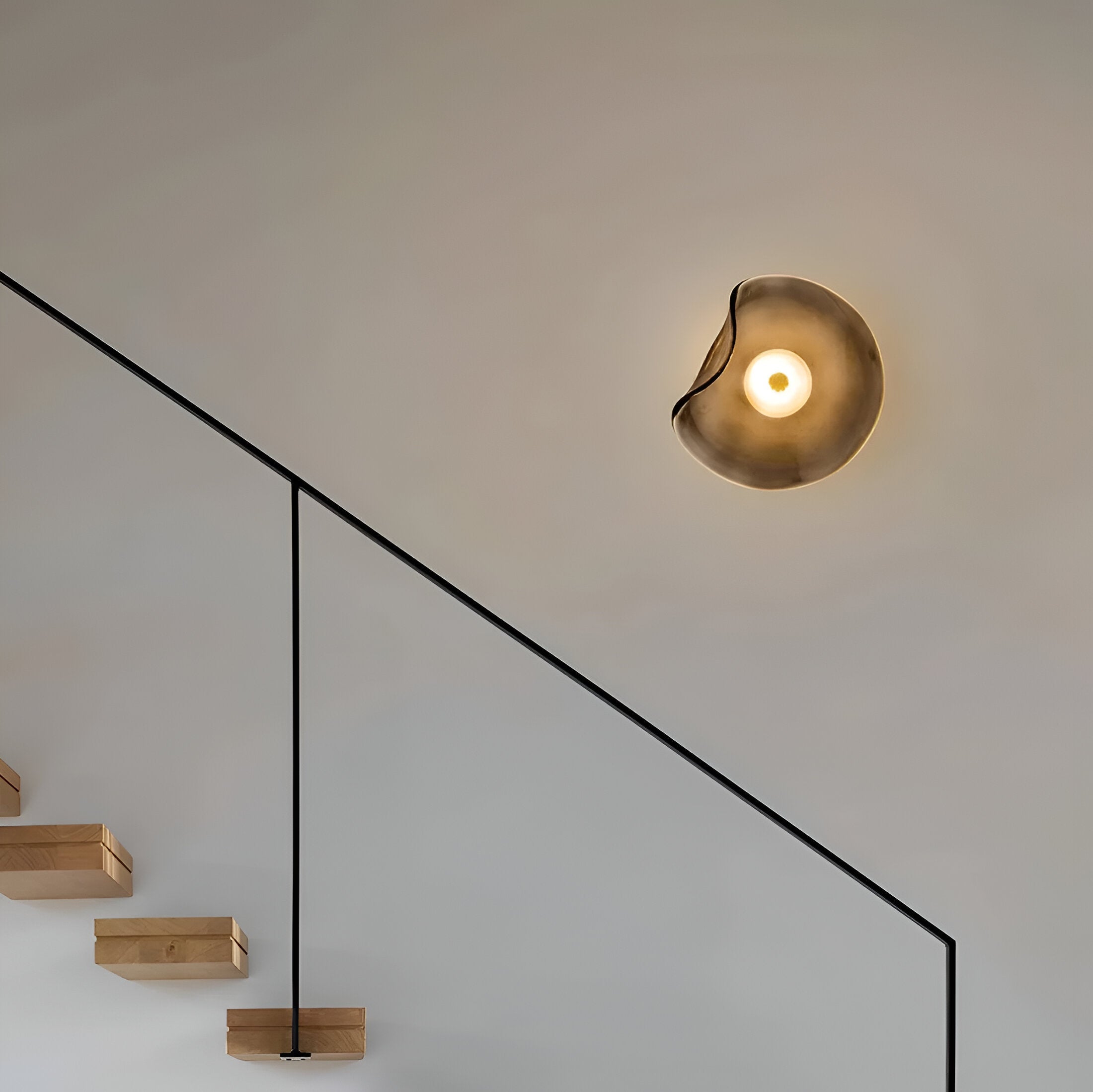 Wandlamp Gebogen Glas LED Sculpturaal Nordisch Goud Zwart 25cm Woonkamer Slaapkamer | Sansoti